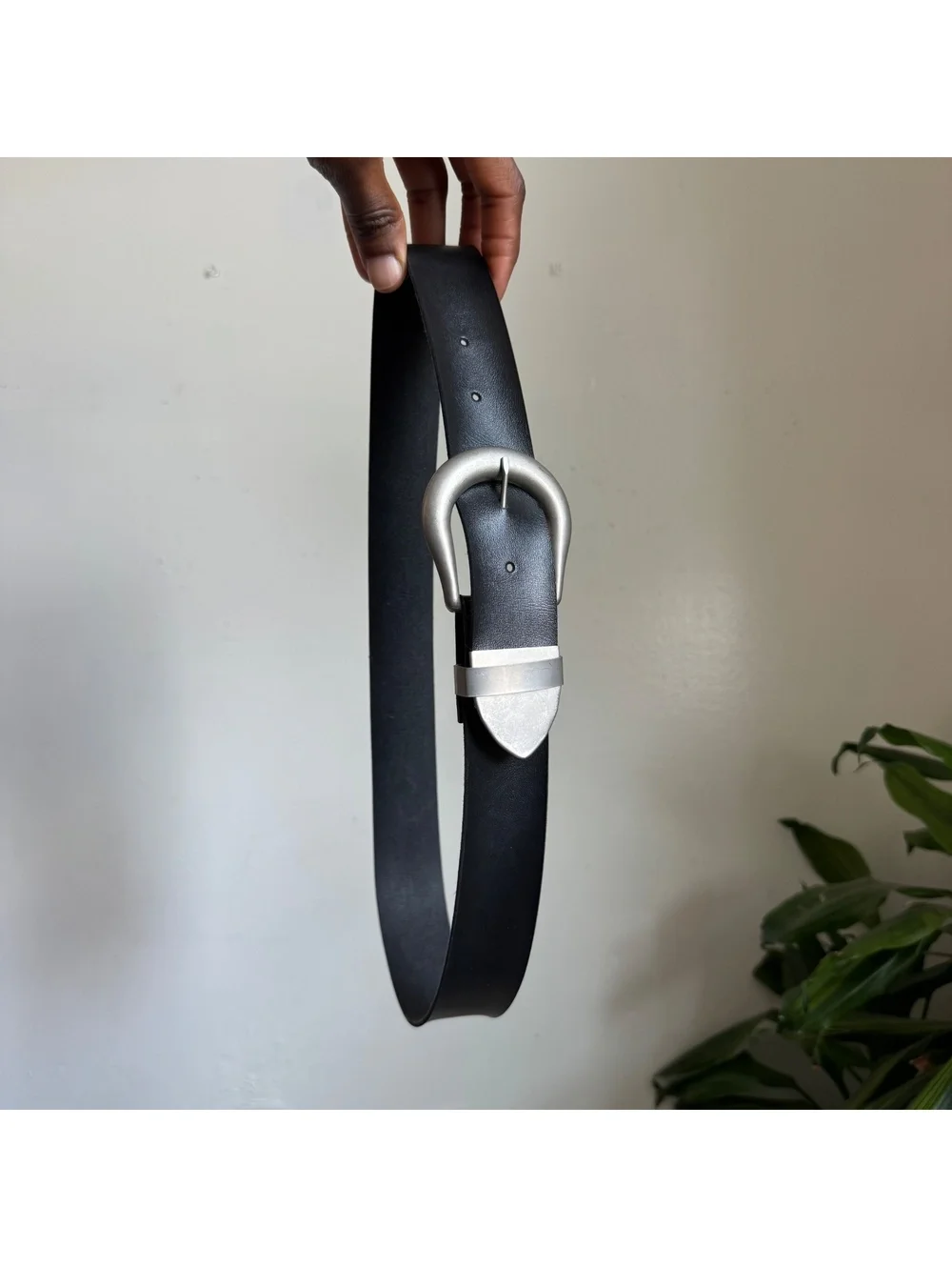 Vintage whimsygoth black belt with silver buckle fits like S-M
